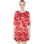 Patterns, Corazones, Texture, Red, Quarter Sleeve Pocket Dress