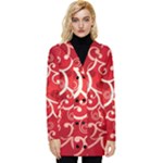 Patterns, Corazones, Texture, Red, Button Up Hooded Coat 