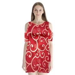 Patterns, Corazones, Texture, Red, Shoulder Cutout Velvet One Piece from ZippyPress