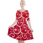 Patterns, Corazones, Texture, Red, Quarter Sleeve A-Line Dress