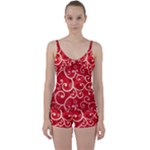 Patterns, Corazones, Texture, Red, Tie Front Two Piece Tankini