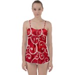 Patterns, Corazones, Texture, Red, Babydoll Tankini Top