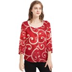 Patterns, Corazones, Texture, Red, Chiffon Quarter Sleeve Blouse