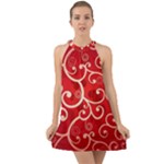 Patterns, Corazones, Texture, Red, Halter Tie Back Chiffon Dress