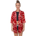 Patterns, Corazones, Texture, Red, Open Front Chiffon Kimono