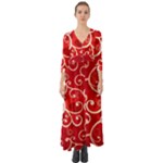 Patterns, Corazones, Texture, Red, Button Up Boho Maxi Dress