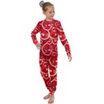 Patterns, Corazones, Texture, Red, Kids  Long Sleeve Set 