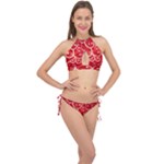 Patterns, Corazones, Texture, Red, Cross Front Halter Bikini Set