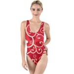 Patterns, Corazones, Texture, Red, High Leg Strappy Swimsuit