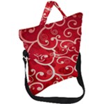 Patterns, Corazones, Texture, Red, Fold Over Handle Tote Bag