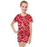 Patterns, Corazones, Texture, Red, Kids  Mesh T-Shirt and Shorts Set