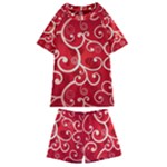Patterns, Corazones, Texture, Red, Kids  Swim T-Shirt and Shorts Set