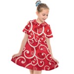 Patterns, Corazones, Texture, Red, Kids  Short Sleeve Shirt Dress