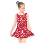 Patterns, Corazones, Texture, Red, Kids  Skater Dress Swimsuit