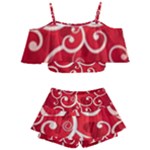 Patterns, Corazones, Texture, Red, Kids  Off Shoulder Skirt Bikini
