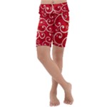 Patterns, Corazones, Texture, Red, Kids  Lightweight Velour Cropped Yoga Leggings