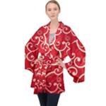 Patterns, Corazones, Texture, Red, Long Sleeve Velvet Kimono 