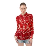Patterns, Corazones, Texture, Red, Long Sleeve Chiffon Shirt