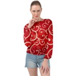 Patterns, Corazones, Texture, Red, Banded Bottom Chiffon Top