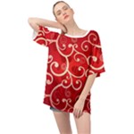 Patterns, Corazones, Texture, Red, Oversized Chiffon Top