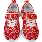 Patterns, Corazones, Texture, Red, Kids  Velcro Strap Shoes