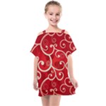 Patterns, Corazones, Texture, Red, Kids  One Piece Chiffon Dress