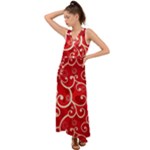 Patterns, Corazones, Texture, Red, V-Neck Chiffon Maxi Dress