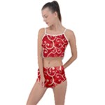 Patterns, Corazones, Texture, Red, Summer Cropped Co-Ord Set
