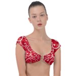 Patterns, Corazones, Texture, Red, Cap Sleeve Ring Bikini Top