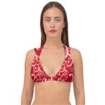 Patterns, Corazones, Texture, Red, Double Strap Halter Bikini Top