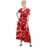 Patterns, Corazones, Texture, Red, Button Up Short Sleeve Maxi Dress