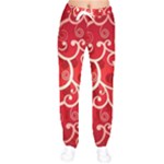 Patterns, Corazones, Texture, Red, Women Velvet Drawstring Pants