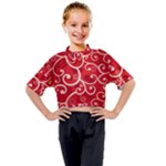 Patterns, Corazones, Texture, Red, Kids Mock Neck T-Shirt