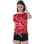 Patterns, Corazones, Texture, Red, Short Sleeve Open Back T-Shirt