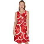 Patterns, Corazones, Texture, Red, Knee Length Skater Dress With Pockets