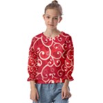 Patterns, Corazones, Texture, Red, Kids  Cuff Sleeve Top