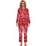 Patterns, Corazones, Texture, Red, Womens  Long Sleeve Lightweight Pajamas Set