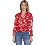 Patterns, Corazones, Texture, Red, Women s Long Sleeve Revers Collar Cropped Jacket