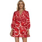 Patterns, Corazones, Texture, Red, V-Neck Placket Mini Dress