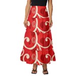 Patterns, Corazones, Texture, Red, Tiered Ruffle Maxi Skirt