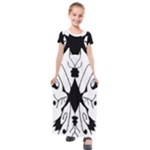 Black Silhouette Artistic Hand Draw Symbol Wb Kids  Short Sleeve Maxi Dress
