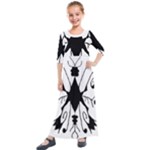Black Silhouette Artistic Hand Draw Symbol Wb Kids  Quarter Sleeve Maxi Dress