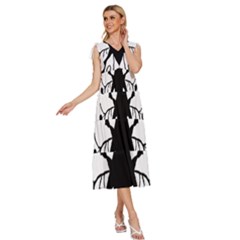 V-Neck Drawstring Shoulder Sleeveless Maxi Dress 