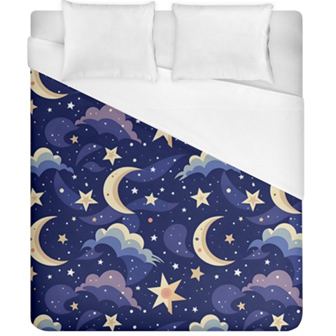 Night Moon Seamless Background Stars Sky Clouds Texture Pattern Duvet Cover (California King Size) from ZippyPress