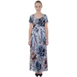 Vintage Floral Elegance High Waist Short Sleeve Maxi Dress