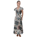 Vintage Floral Elegance Flutter Sleeve Maxi Dress