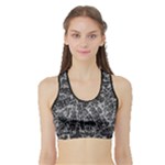 Rebel Life: Typography Black and White Pattern Sports Bra with Border