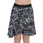 Rebel Life: Typography Black and White Pattern Chiffon Wrap Front Skirt