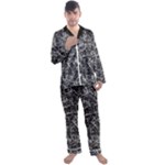 Rebel Life: Typography Black and White Pattern Men s Long Sleeve Satin Pajamas Set