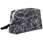 Rebel Life: Typography Black and White Pattern Wristlet Pouch Bag (Large)